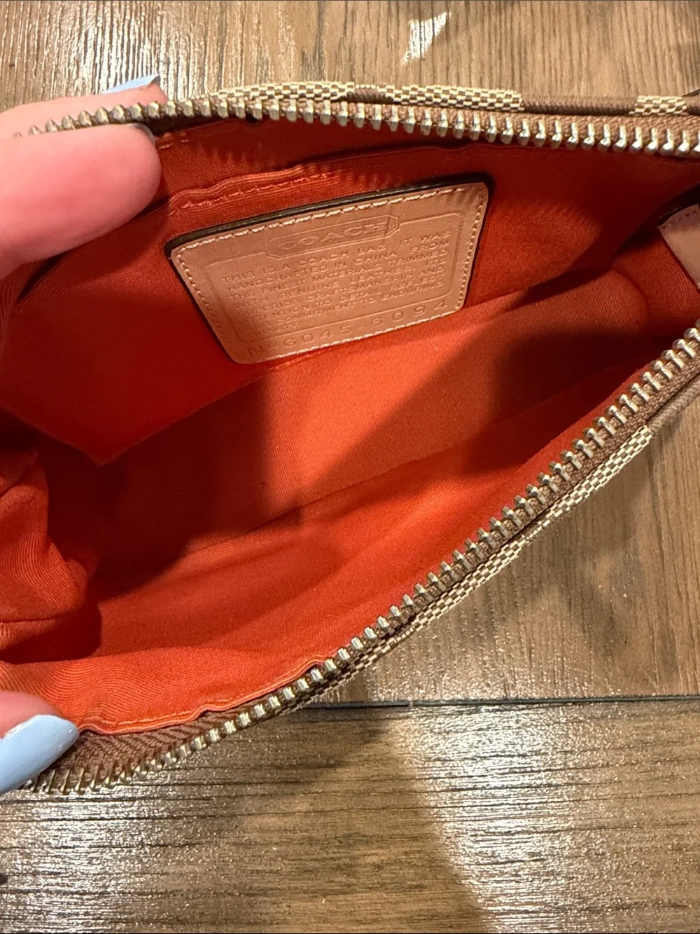 Coach Brown Tan Signature Canvas Shoulder Bag with Leather Trim #6094
